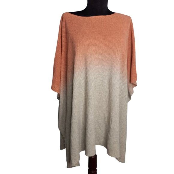 Purejill J Jill One Size Poncho Ombré Knit Cape Soft Gradient Cozy Chic Layering - Picture 2 of 10